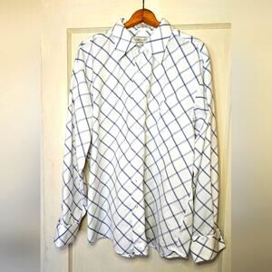 XL Eighty Eight brand men's blue & white striped long sleeved button-down shirt